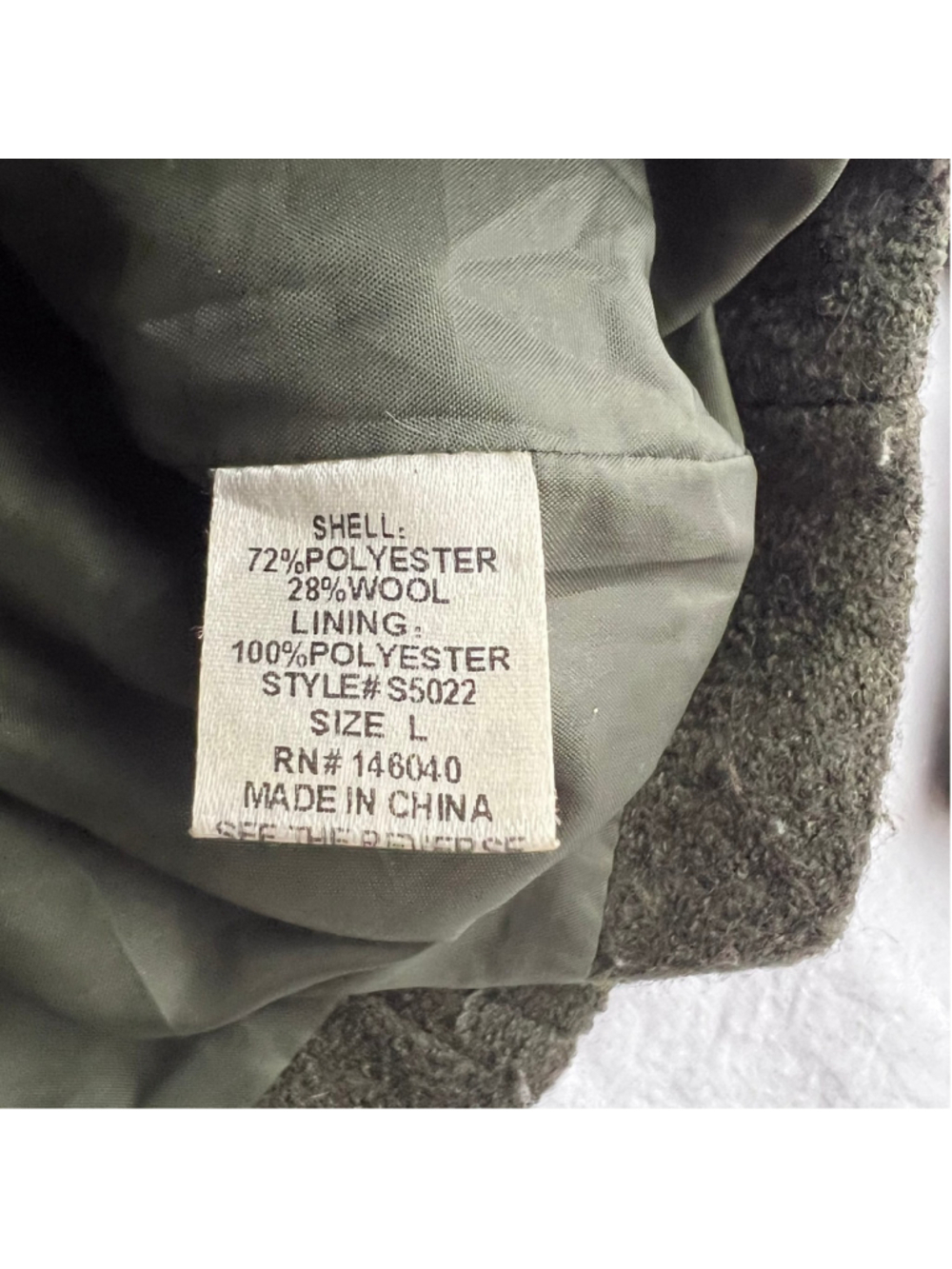 Signature Eight Butterfly Embroidered Moto Jacket Olive Green Wool Blend Biker L - Picture 6 of 10